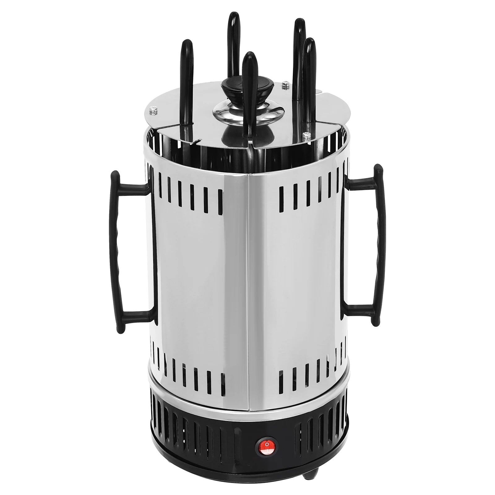 Grill électrique vertical 1000 W avec rôtissoire rotative – 5 ou 6 brochettes – Acier inoxydable – Sans fumée