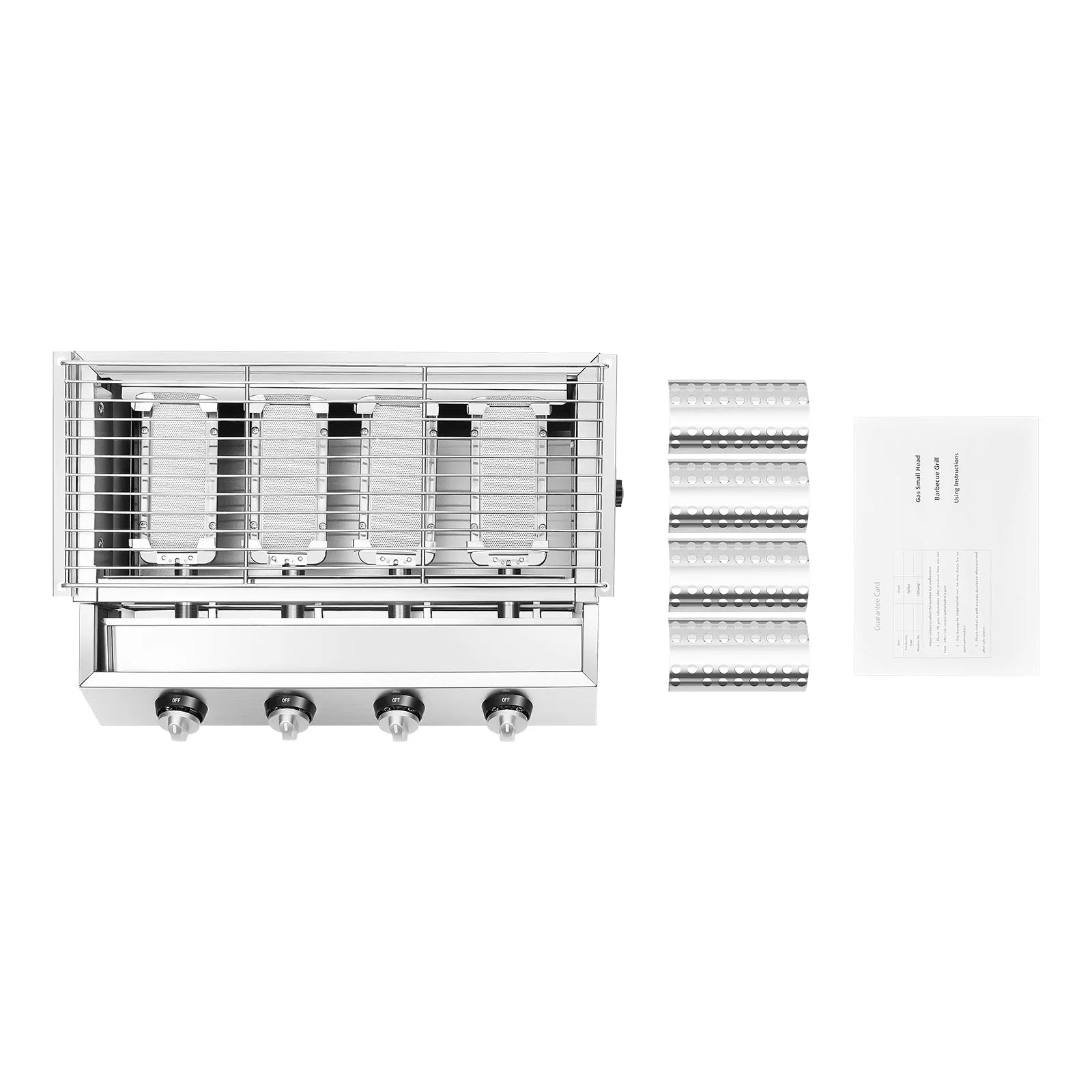 Grill professionnel portable à gaz propane/GPL – 4 brûleurs – Acier inoxydable – Sans fumée – Table et extérieur/intérieur