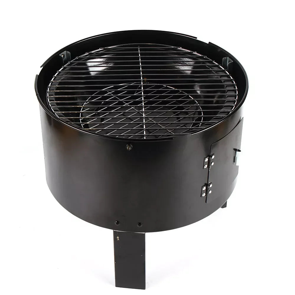 Grill multifonction 3 en 1 au charbon de bois – Fumoir, gril et four – Structure en fer – Ø 40 cm, hauteur 84 cm