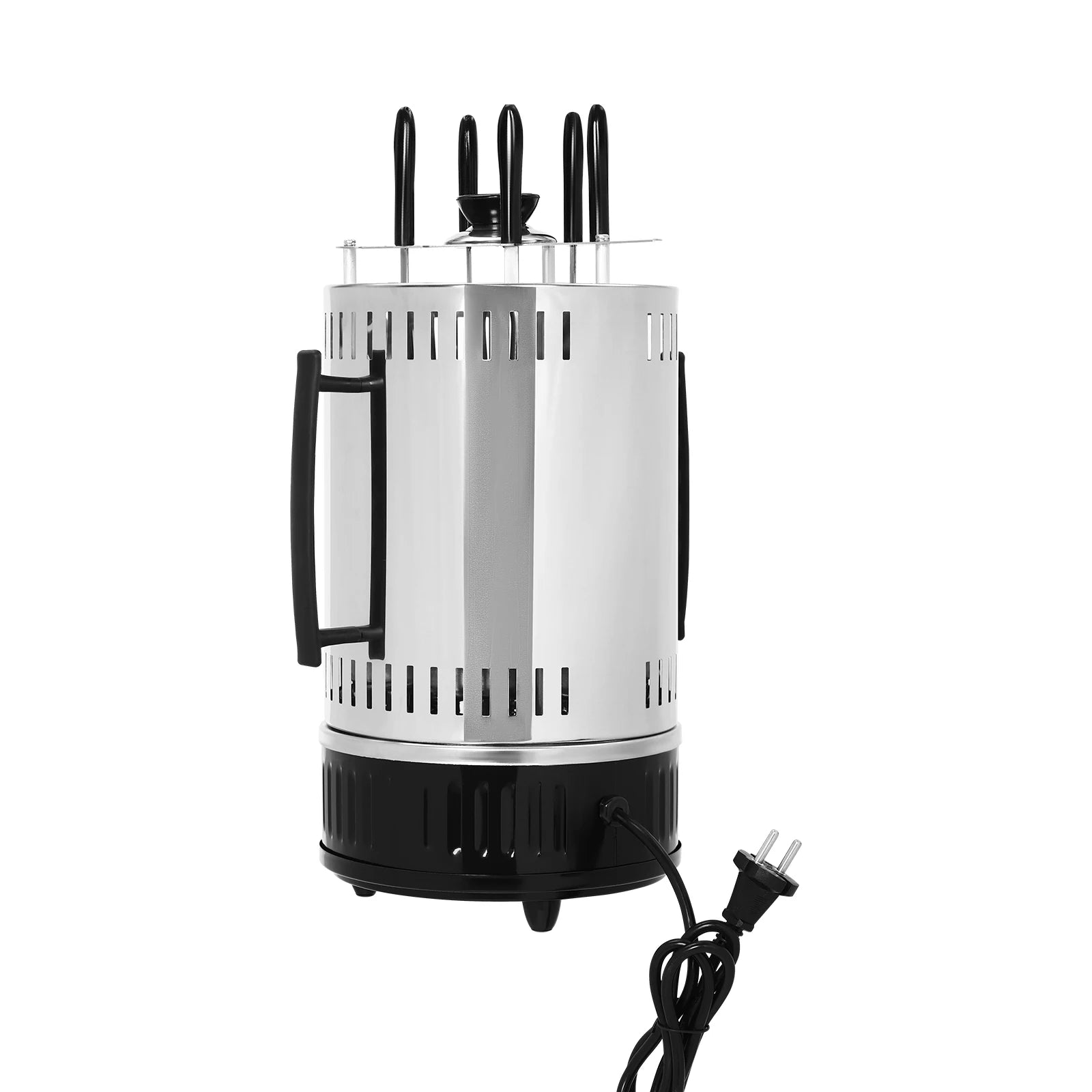 Grill électrique vertical 1000 W avec rôtissoire rotative – 5 ou 6 brochettes – Acier inoxydable – Sans fumée