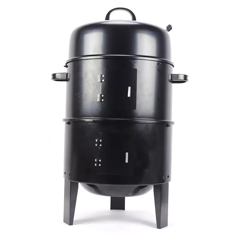Grill multifonction 3 en 1 au charbon de bois – Fumoir, gril et four – Structure en fer – Ø 40 cm, hauteur 84 cm