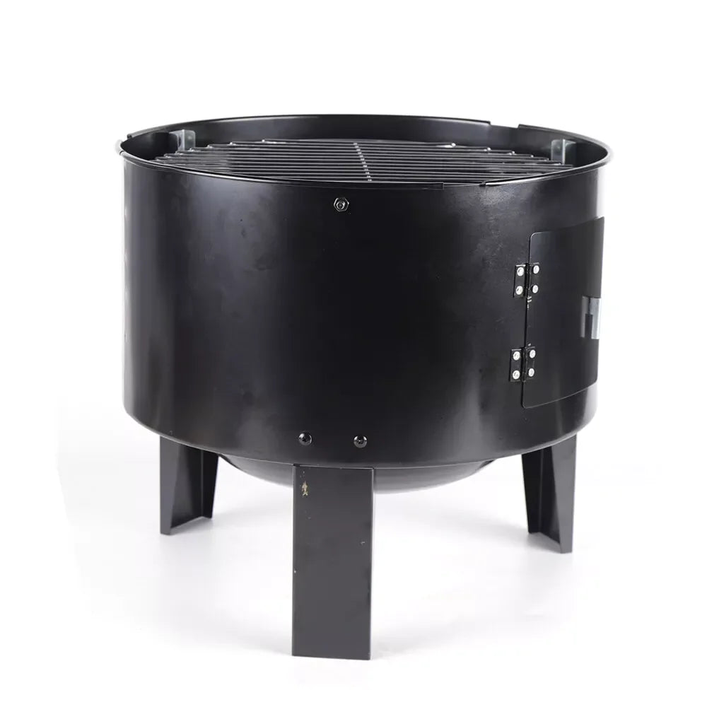 Grill multifonction 3 en 1 au charbon de bois – Fumoir, gril et four – Structure en fer – Ø 40 cm, hauteur 84 cm
